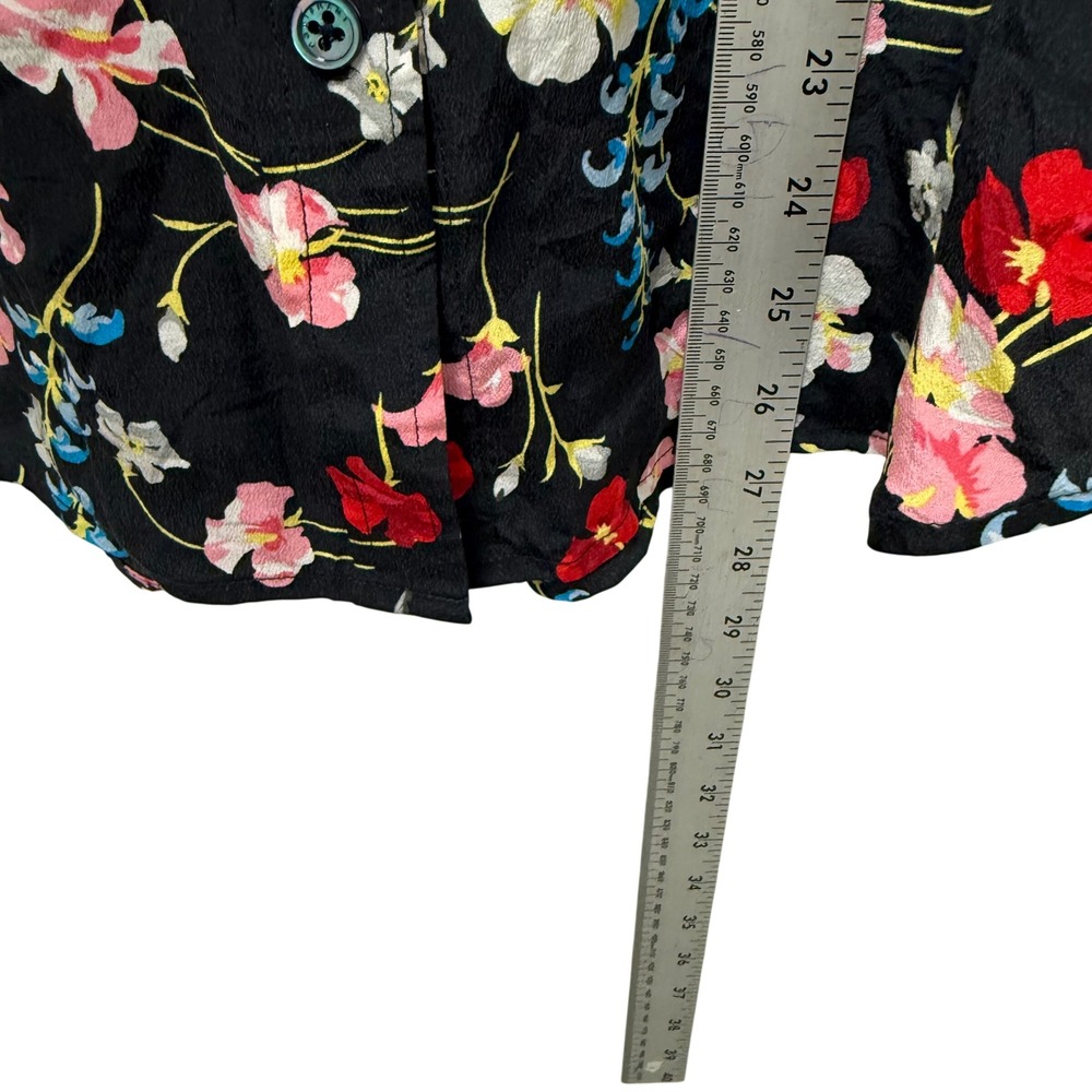 Equipment Femme‎ 100% Silk Floral Button Down Shirt Black Multi Size Small - Picture 8 of 9